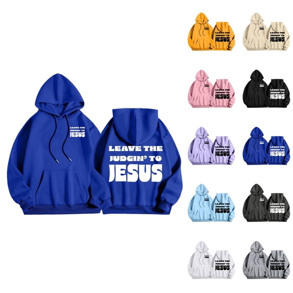 Christian Hoodies for Men 2025 Leave The Judgin' To Jesus Hoodie Hooded Sweatshirt with Pockets Pullover Hoodie