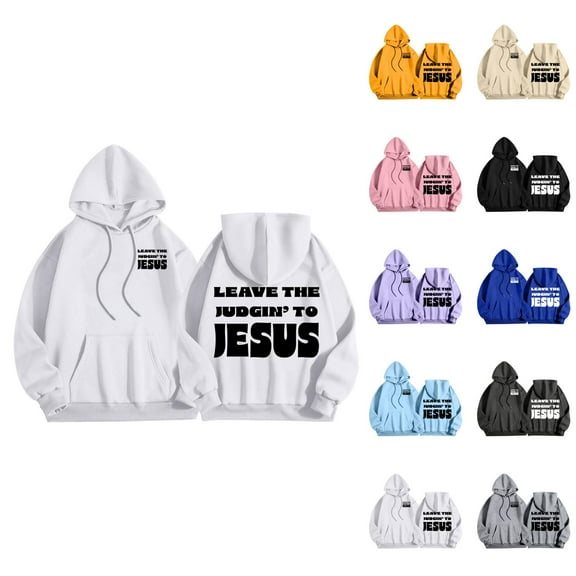 Christian Hoodies for Men 2025 Leave The Judgin' To Jesus Hoodie Hooded Sweatshirt with Pockets Pullover Hoodie