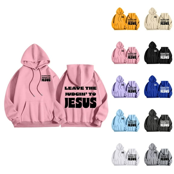Christian Hoodies for Men 2025 Leave The Judgin' To Jesus Hoodie Hooded Sweatshirt with Pockets Pullover Hoodie