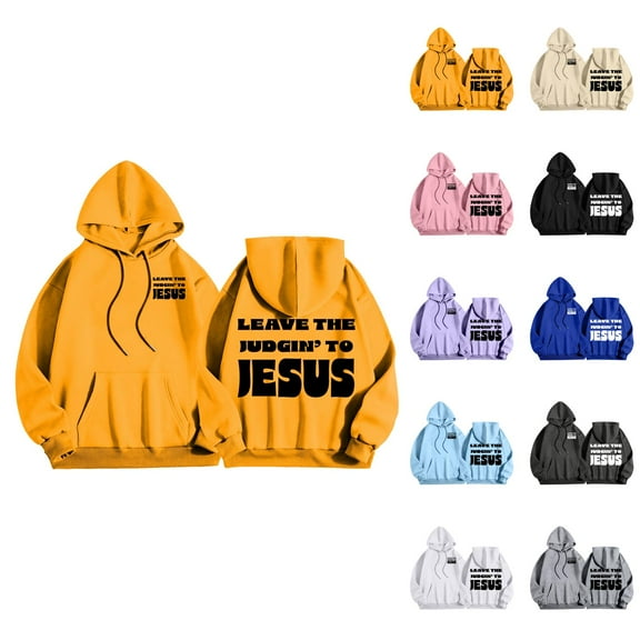 Christian Hoodies for Men 2025 Leave The Judgin' To Jesus Hoodie Hooded Sweatshirt with Pockets Pullover Hoodie