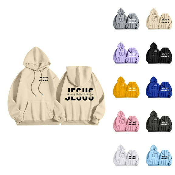 Christian Hoodies for Men 2025 Long Sleeve Jesus Graphic Hoodie with Pockets Hooded Sweatshirt Pullover Tops