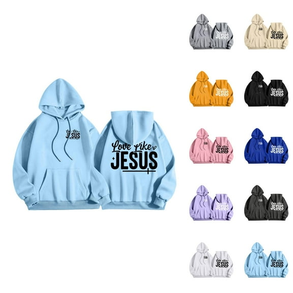 Christian Hoodies for Men 2025 Love Like Jesus Graphic Hoodie with Pockets Hooded Sweatshirt Pullover Tops