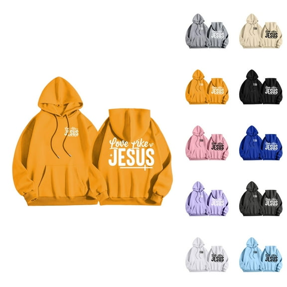 Christian Hoodies for Men 2025 Love Like Jesus Hoodie Hooded Sweatshirt with Pockets Pullover Hoodie Mens Hoodies