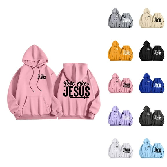 Christian Hoodies for Men 2025 Love Like Jesus Hoodie Hooded Sweatshirt with Pockets Pullover Hoodie Mens Hoodies