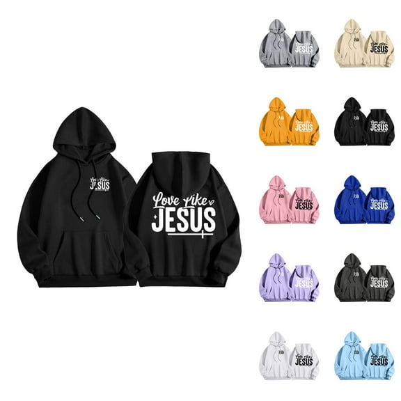 Christian Hoodies for Men 2025 Love Like Jesus Hoodie Hooded Sweatshirt with Pockets Pullover Hoodie Mens Hoodies