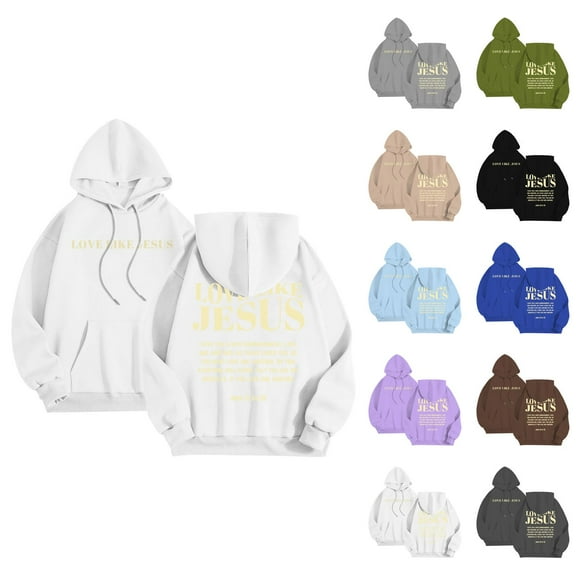 Christian Hoodies for Men 2025 Love Like Jesus Hoodie Long Sleeve Hooded Sweatshirt with Pockets Pullover Mens Hoodies