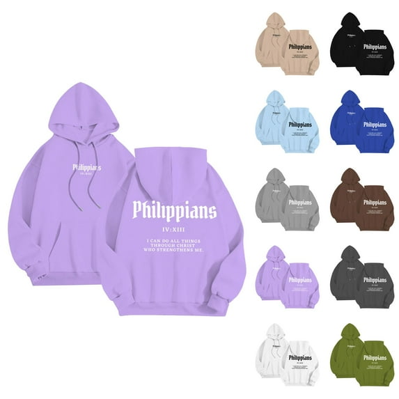 Christian Hoodies for Men 2025 Philippians Hoodie Long Sleeve Hooded Sweatshirt with Pockets Pullover Mens Hoodies