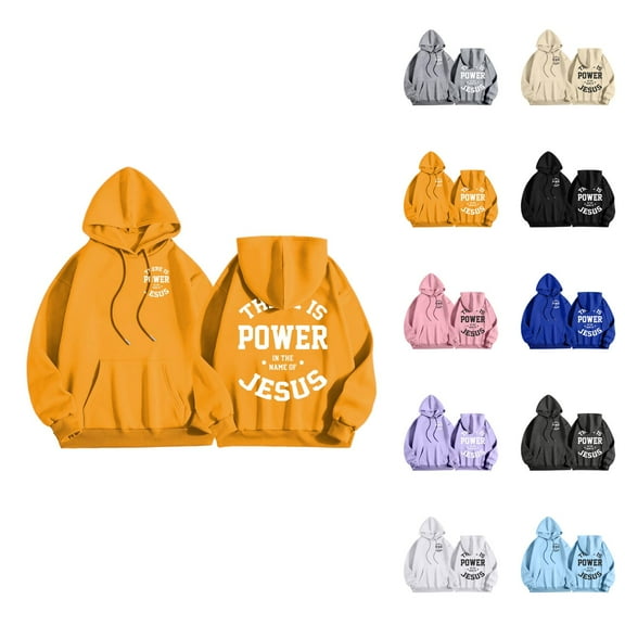 Christian Hoodies for Men 2025 There Is Power In The Name Of Jesus Hoodie Hooded Sweatshirt with Pockets Pullover