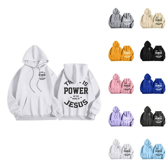 Christian Hoodies for Men 2025 There Is Power In The Name Of Jesus Hoodie Hooded Sweatshirt with Pockets Pullover