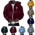 thumbnail image 1 of Christian Hoodies for Men Cross Print Zip Up Faith Long Sleeve Jesus Sweatshirt Fall Winter Y2K Tops Coffee XXL, 1 of 4