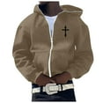 thumbnail image 1 of Christian Hoodies for Men Cross Print Zip Up Faith Long Sleeve Jesus Sweatshirt Fall Winter Y2K Tops Navy XL, 1 of 8