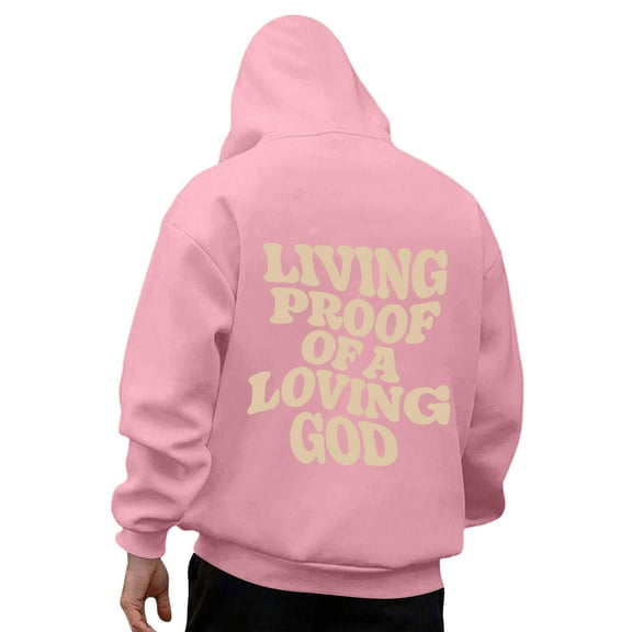 Christian Hoodies for Men Jesus Loves You Letter Graphic Faith Sweatshirt Y2K Oversized Long Sleeve Hooded Pullover