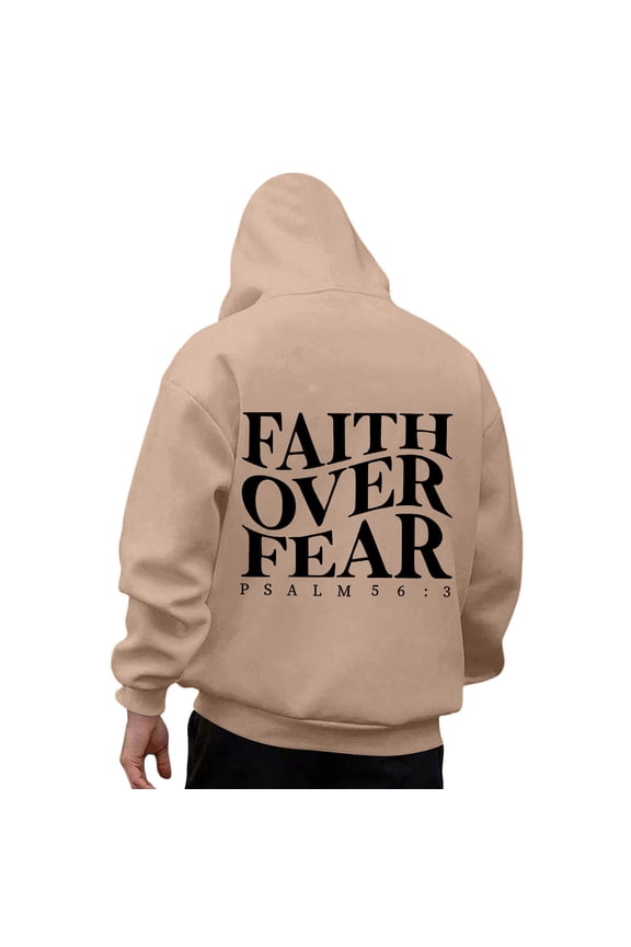 Christian Hoodies for Men Religious Sayings Print Hooded Sweatshirt Oversized Pullover Preppy Trendy Tops with Pocket