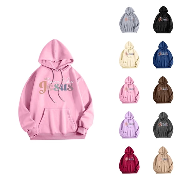 Christian Hoodies for Women 2025 Fall Winter Long Sleeve Jesus Hooded Sweatshirt with Pockets Pullover Tops