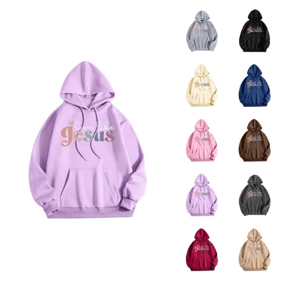 Christian Hoodies for Women 2025 Fall Winter Long Sleeve Jesus Hooded Sweatshirt with Pockets Pullover Tops