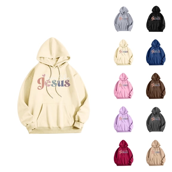 Christian Hoodies for Women 2025 Fall Winter Long Sleeve Jesus Hooded Sweatshirt with Pockets Pullover Tops