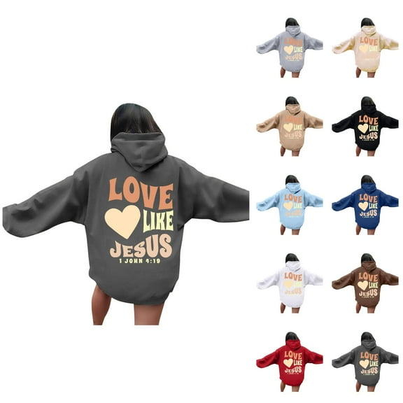 Christian Hoodies for Women 2025 Fall Winter Long Sleeve Y2K Graphic Hooded Sweatshirt with Pockets Pullover Tops