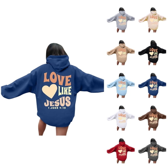 Christian Hoodies for Women 2025 Fall Winter Long Sleeve Y2K Graphic Hooded Sweatshirt with Pockets Pullover Tops