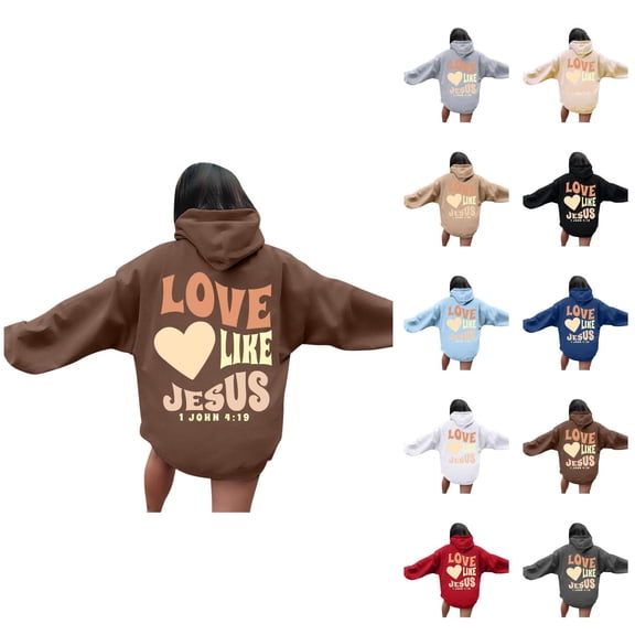 Christian Hoodies for Women 2025 Fall Winter Long Sleeve Y2K Graphic Hooded Sweatshirt with Pockets Pullover Tops