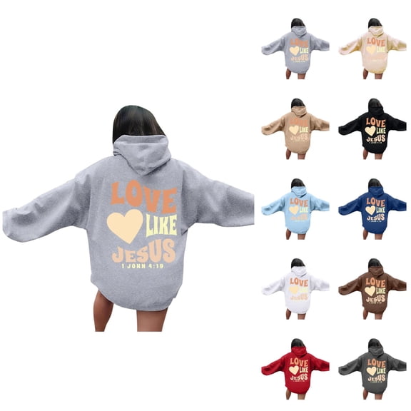 Christian Hoodies for Women 2025 Fall Winter Long Sleeve Y2K Graphic Hooded Sweatshirt with Pockets Pullover Tops