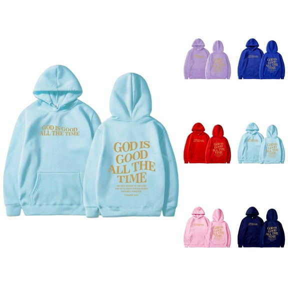 Christian Hoodies for Women 2025 God Is Good All The Time Hoodie with Pockets Hooded Sweatshirt Pullover Tops