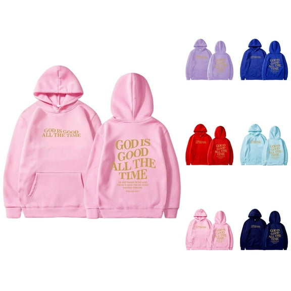Christian Hoodies for Women 2025 God Is Good All The Time Hoodie with Pockets Hooded Sweatshirt Pullover Tops