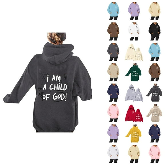 Christian Hoodies for Women 2025 I Am A Child Of God Cute Graphic Hoodie with Pockets Hooded Sweatshirt Women Pullover