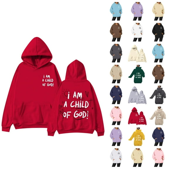 Christian Hoodies for Women 2025 I Am A Child Of God Cute Graphic Hoodie with Pockets Hooded Sweatshirt Women Pullover