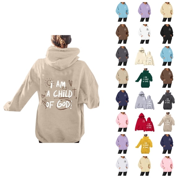 Christian Hoodies for Women 2025 I Am A Child Of God Cute Graphic Hoodie with Pockets Hooded Sweatshirt Women Pullover