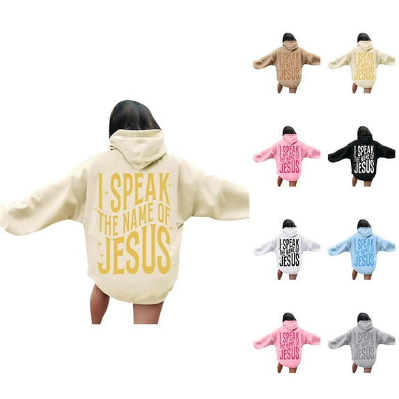 Christian Hoodies for Women 2025 I Speak The Name Of Jesus Hoodie with Pockets Hooded Sweatshirt Women Pullover