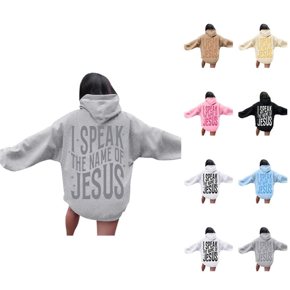 Christian Hoodies for Women 2025 I Speak The Name Of Jesus Hoodie with Pockets Hooded Sweatshirt Women Pullover