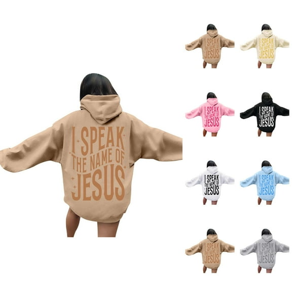 Christian Hoodies for Women 2025 I Speak The Name Of Jesus Hoodie with Pockets Hooded Sweatshirt Women Pullover