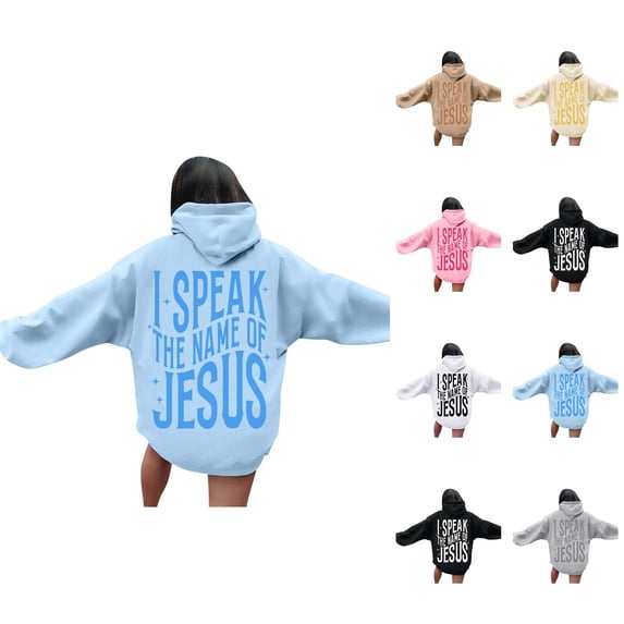 Christian Hoodies for Women 2025 I Speak The Name Of Jesus Hoodie with Pockets Hooded Sweatshirt Women Pullover
