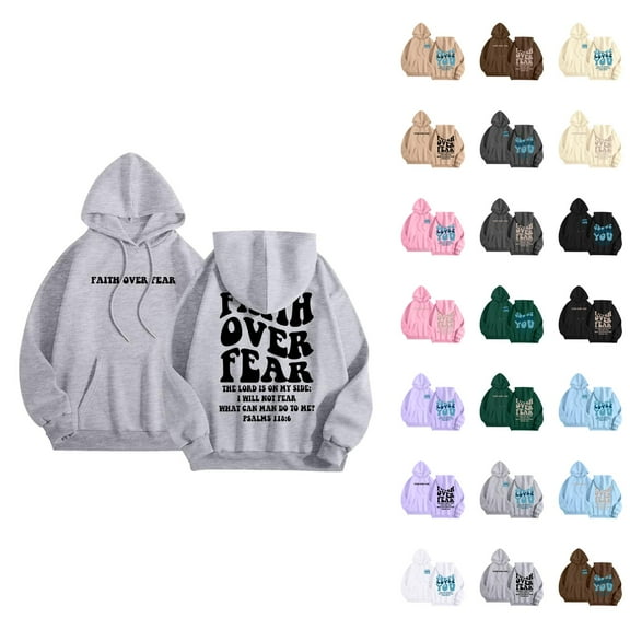 Christian Hoodies for Women 2025 Jesus Hoodie Long Sleeve Y2K Hoodies with Pockets Hooded Sweatshirt Pullover Tops