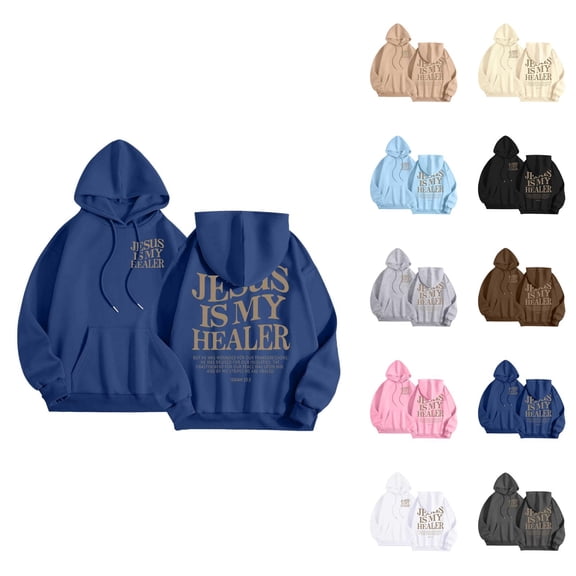 Christian Hoodies for Women 2025 Jesus Is My Healer Christian Hoodie with Pockets Hooded Sweatshirt Women Pullover