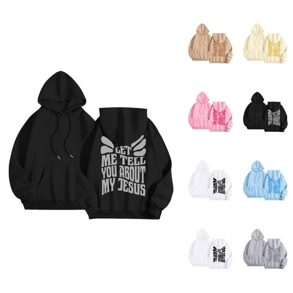 Christian Hoodies for Women 2025 Let Me Tell You About My Jesus Hoodie with Pockets Hooded Sweatshirt Women Pullover