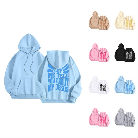 Christian Hoodies for Women 2025 Let Me Tell You About My Jesus Hoodie with Pockets Hooded Sweatshirt Women Pullover