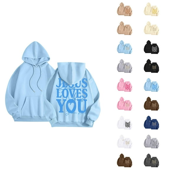 Christian Hoodies for Women 2025 Long Sleeve Y2K Graphic Jesus Hoodie with Pockets Hooded Sweatshirt Pullover Tops