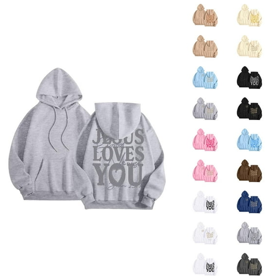 Christian Hoodies for Women 2025 Long Sleeve Y2K Graphic Jesus Hoodie with Pockets Hooded Sweatshirt Pullover Tops