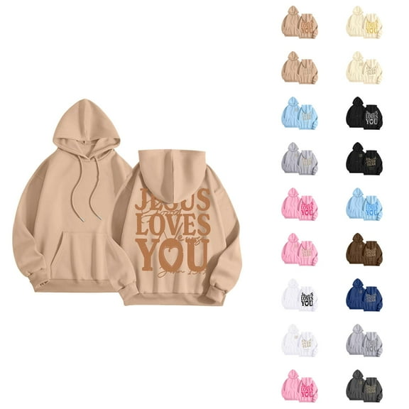 Christian Hoodies for Women 2025 Long Sleeve Y2K Graphic Jesus Hoodie with Pockets Hooded Sweatshirt Pullover Tops