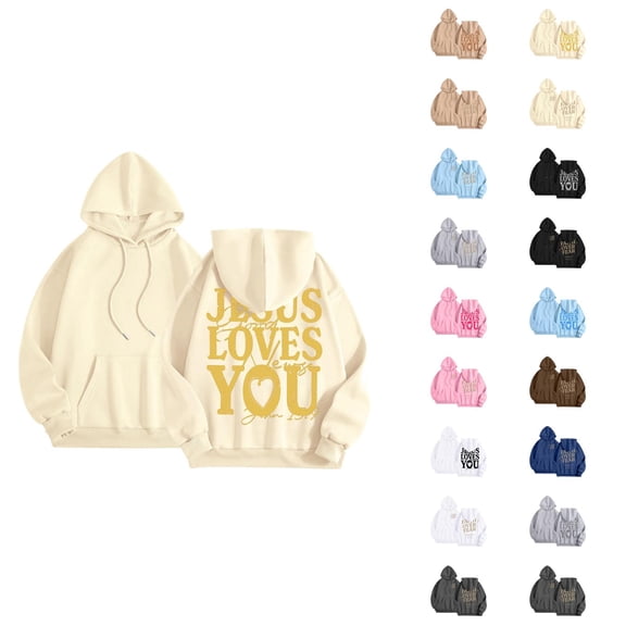 Christian Hoodies for Women 2025 Long Sleeve Y2K Graphic Jesus Hoodie with Pockets Hooded Sweatshirt Pullover Tops