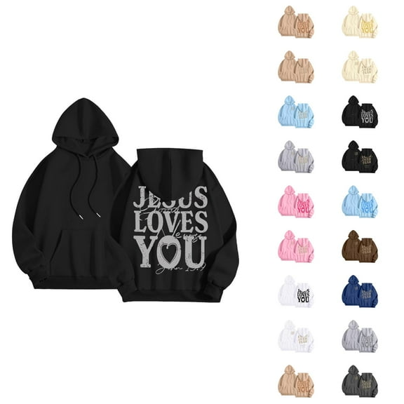 Christian Hoodies for Women 2025 Long Sleeve Y2K Graphic Jesus Hoodie with Pockets Hooded Sweatshirt Pullover Tops