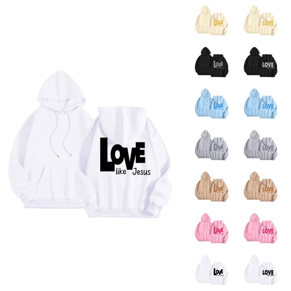 Christian Hoodies for Women 2025 Love Like Jesus Cute Y2K Graphic Hoodie with Pockets Hooded Sweatshirt Women Pullover