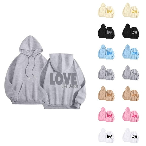 Christian Hoodies for Women 2025 Love Like Jesus Cute Y2K Graphic Hoodie with Pockets Hooded Sweatshirt Women Pullover