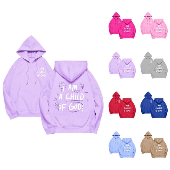 Christian Hoodies for Women 2026 Fall Winter Long Sleeve Casual Cute Bible Verse Hoodie Sweatshirt Pullover Tops with Pockets