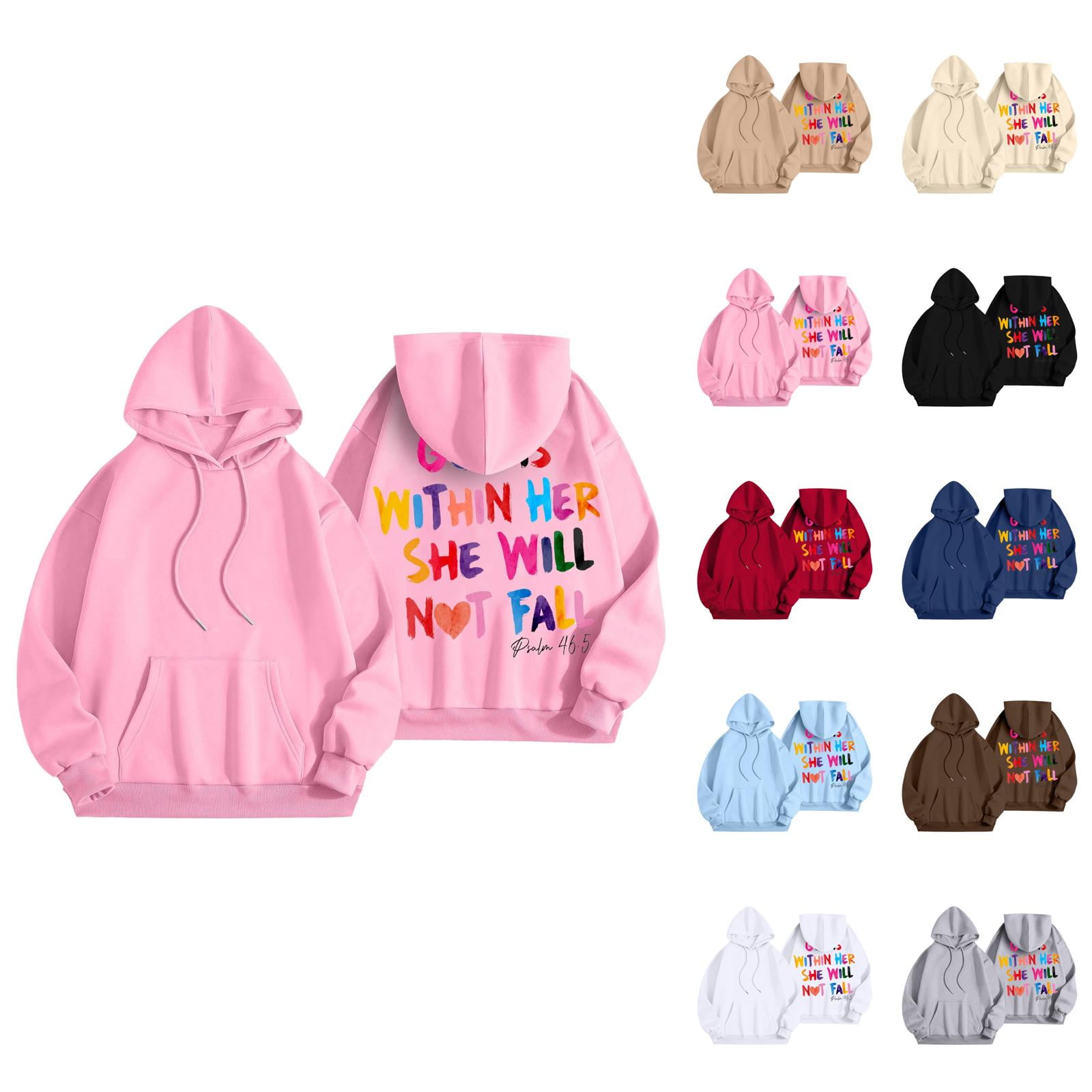 Christian Hoodies for Women God Is Within Her She Will Never Fall Christian Hoodies for Women God Is Within Her She Will Never Fall