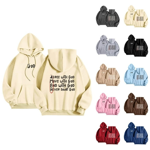 Christian Hoodies for Women Inspirational God Faith Jesus Hooded Sweatshirt with Pockets Pullover Tops