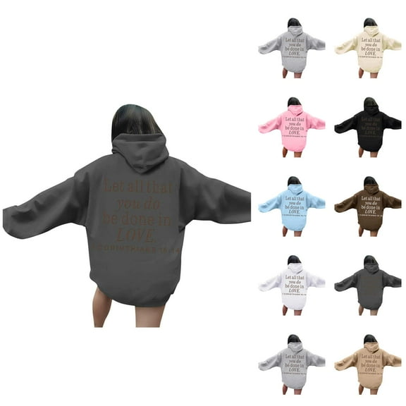 Christian Hoodies for Women Let All That You Do Be Done In Love Hoodie with Pockets Hooded Sweatshirt Pullover Tops