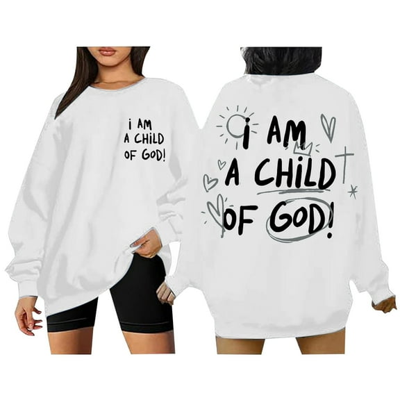 Christian Hoodies for Women Preppy Letter Graphic Printed Long Sleeve Loose Hooded Sweatshirts Comfy Casual Funny Pullover