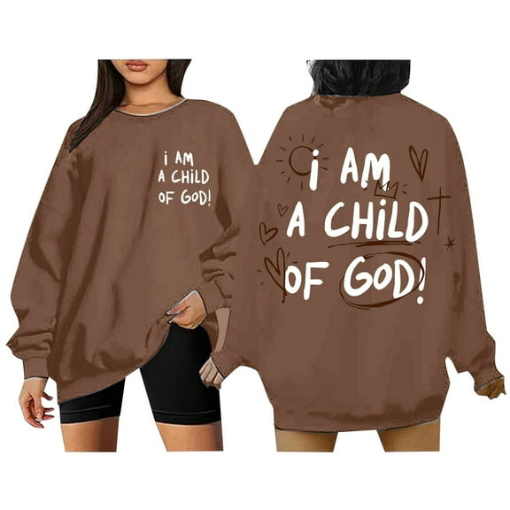 Christian Hoodies for Women Preppy Letter Graphic Printed Long Sleeve Loose Hooded Sweatshirts Comfy Casual Funny Pullover